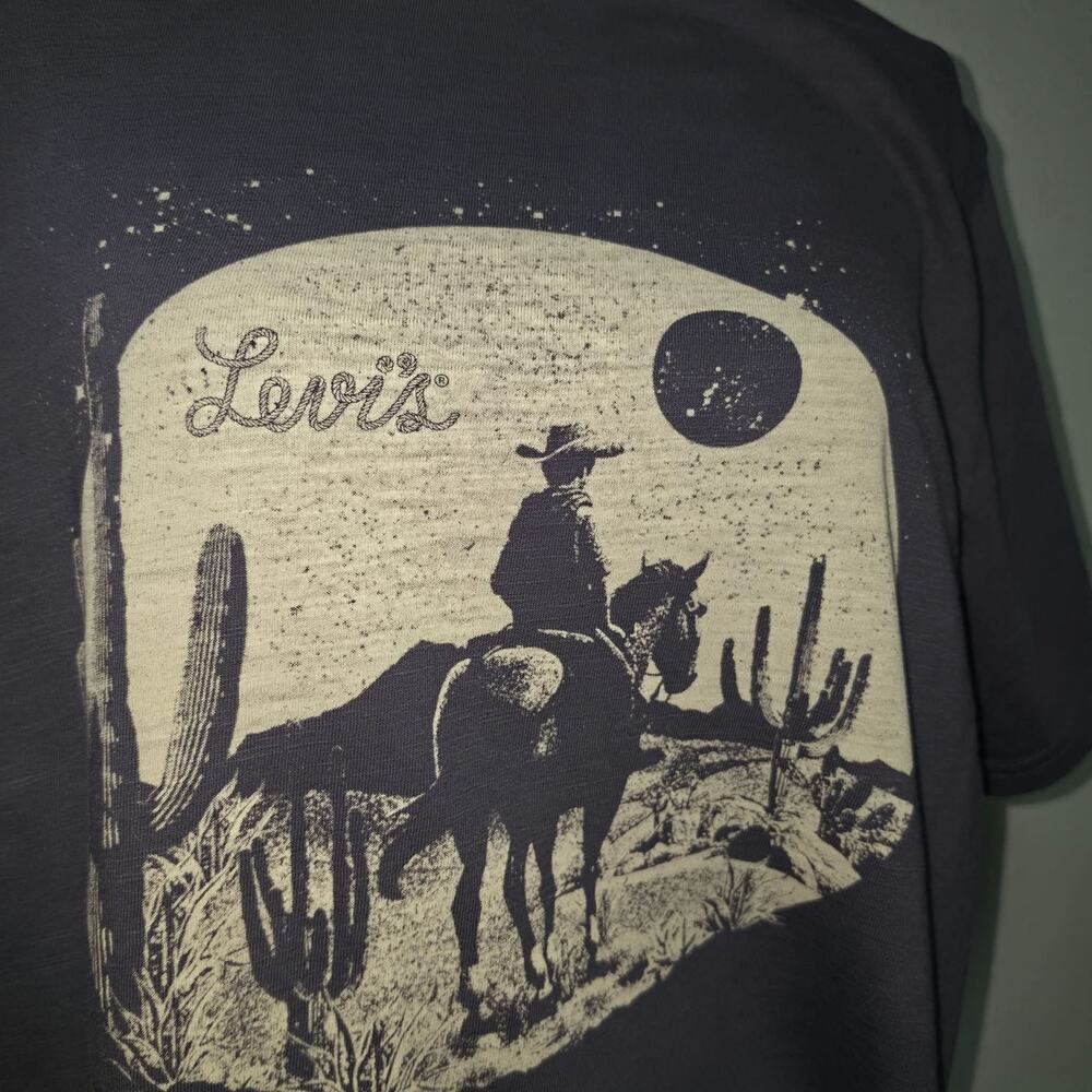 Levis Cowboy Desert Cactus Graphic T Shirt M Gray Charcoal Relaxed